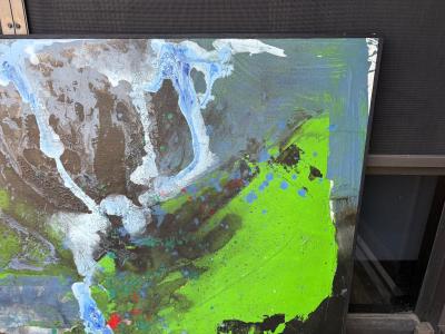 Abstract Framed Oil On Canvas