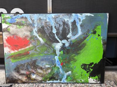Abstract Framed Oil On Canvas