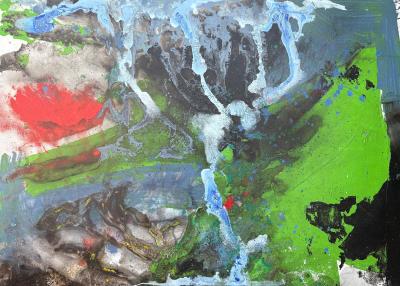 Abstract Framed Oil On Canvas