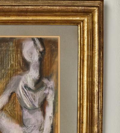 Abstract Framed Pastel Drawing of a Woman circa 1960