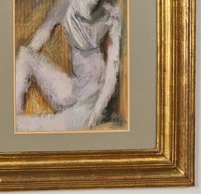 Abstract Framed Pastel Drawing of a Woman circa 1960