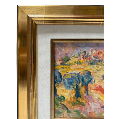 Abstract Impressionist Landscape Oil Painting in Giltwood Frame
