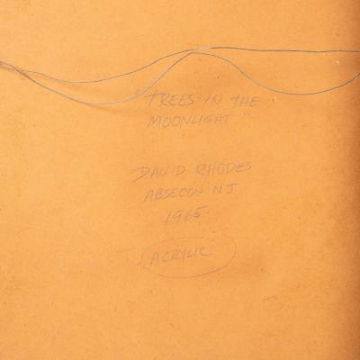 Abstract Impressionist Painting Trees in the Moonlight by David Rhodes 1965