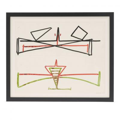 Abstract Mixed Medium on Paper by Philip Renteria 1973