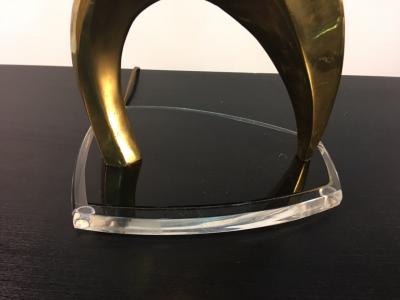 Abstract Modernist Brass and Lucite Lamp