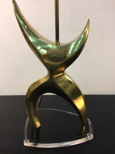 Abstract Modernist Brass and Lucite Lamp