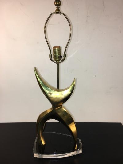 Abstract Modernist Brass and Lucite Lamp