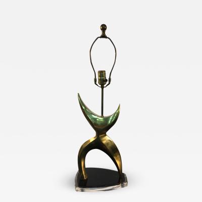 Abstract Modernist Brass and Lucite Lamp