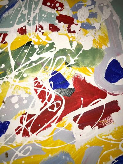 Abstract Oil on Canvas Painting by Colow B Dated 1984