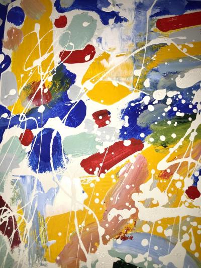 Abstract Oil on Canvas Painting by Colow B Dated 1984