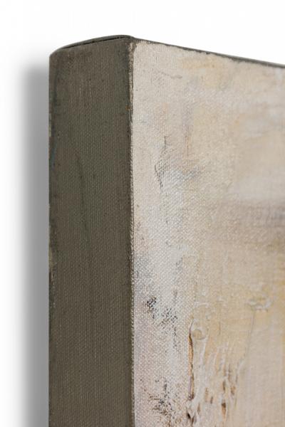 Abstract Painting in Beige Brown and Green on Unframed Stretched Canvas