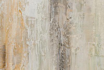 Abstract Painting in Beige Brown and Green on Unframed Stretched Canvas