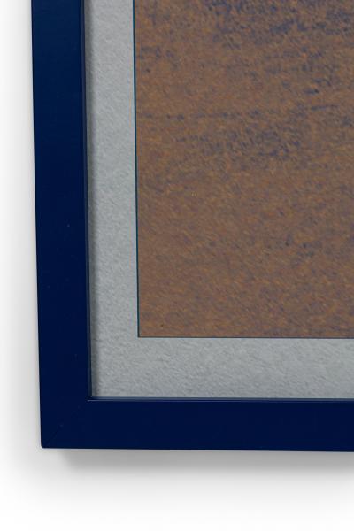 Abstract Print with Grey and Navy Blue Dots on Orange Background