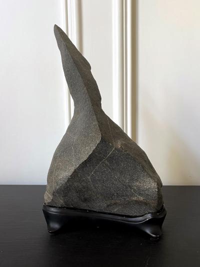 Abstract Scholar Rock Viewing Stone on Wood Stand