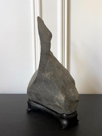 Abstract Scholar Rock Viewing Stone on Wood Stand