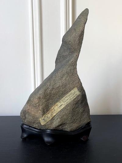 Abstract Scholar Rock Viewing Stone on Wood Stand