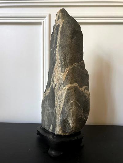 Abstract Scholar Rock Viewing Stone on Wood Stand