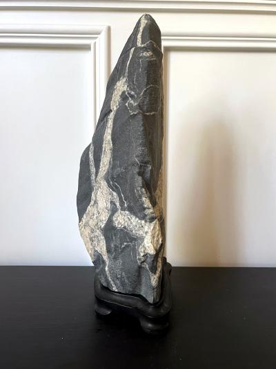 Abstract Scholar Rock Viewing Stone on Wood Stand