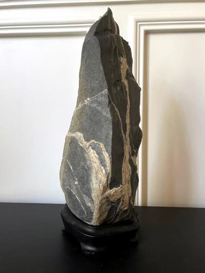 Abstract Scholar Rock Viewing Stone on Wood Stand