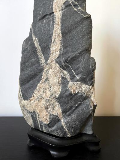 Abstract Scholar Rock Viewing Stone on Wood Stand