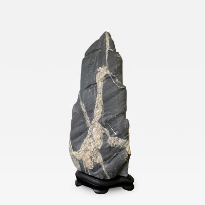 Abstract Scholar Rock Viewing Stone on Wood Stand