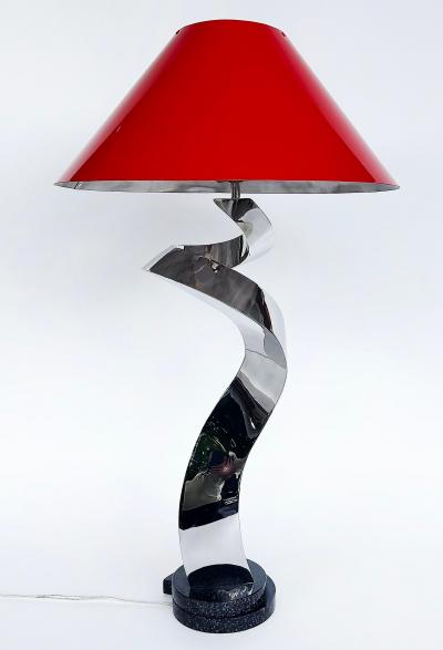 Abstract Sculpted Stainless Steel Table Lamp Metal Shade by Norton