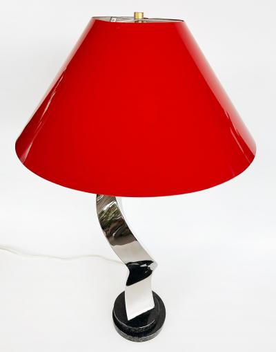 Abstract Sculpted Stainless Steel Table Lamp Metal Shade by Norton