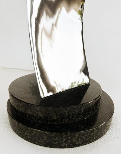 Abstract Sculpted Stainless Steel Table Lamp Metal Shade by Norton