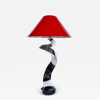 Abstract Sculpted Stainless Steel Table Lamp Metal Shade by Norton