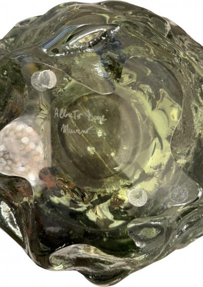 Abstract Short Murano Sommerso Green Glass Vase