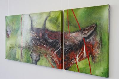 Abstract Two Part Painting The Alli Gate Acrylic On Canvas by MS AT 2021