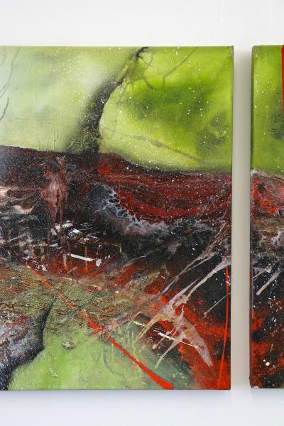 Abstract Two Part Painting The Alli Gate Acrylic On Canvas by MS AT 2021