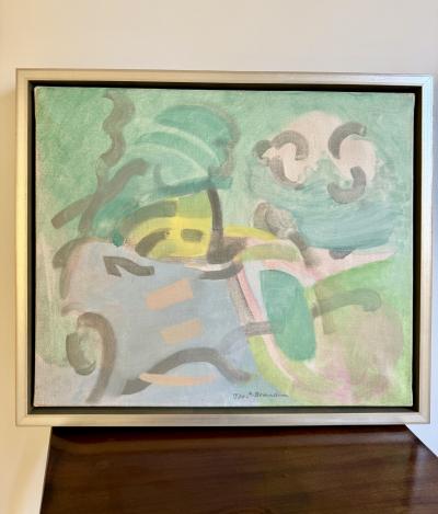 Abstract oil on canvas by Andre Beudain France 1970s 