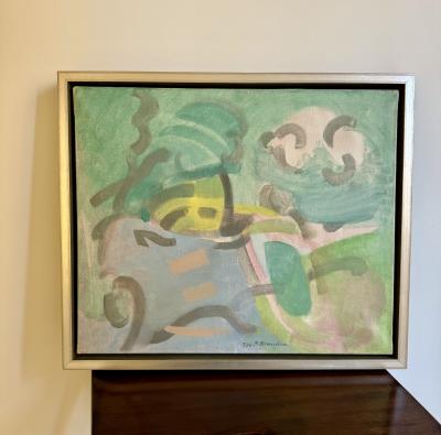 Abstract oil on canvas by Andre Beudain France 1970s 