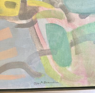 Abstract oil on canvas by Andre Beudain France 1970s 