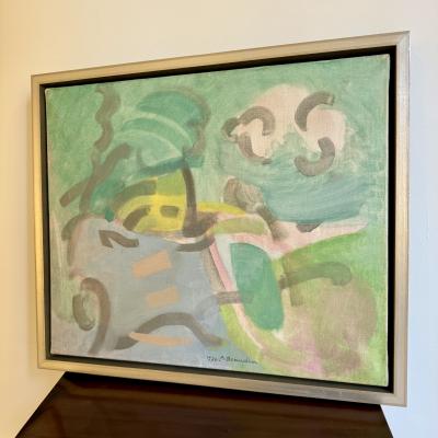 Abstract oil on canvas by Andre Beudain France 1970s 