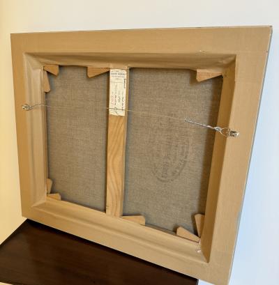 Abstract oil on canvas by Andre Beudain France 1970s 