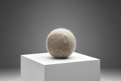 Accent Ball Pillow in Light Brown Fabric
