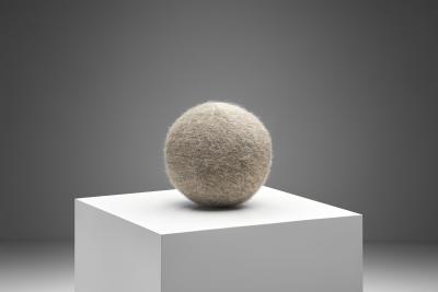 Accent Ball Pillow in Light Brown Fabric