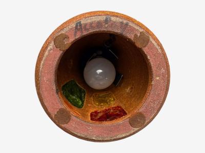 Accolay Pottery Accolay Ceramic Stained Glass Spun Resin Table Lamp France 1960s