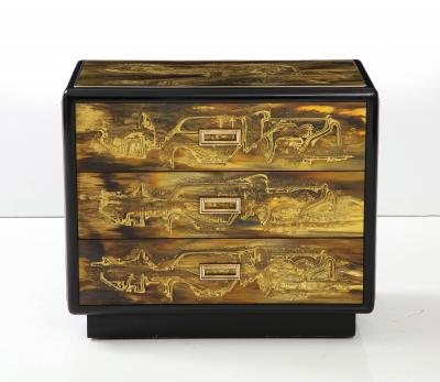 Acid Etched Brass Chest of Drawers by Bernhard Rohne for Mastercraft