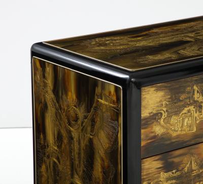 Acid Etched Brass Chest of Drawers by Bernhard Rohne for Mastercraft