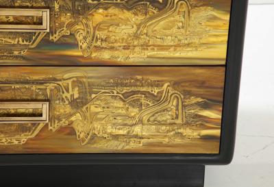 Acid Etched Brass Chest of Drawers by Bernhard Rohne for Mastercraft