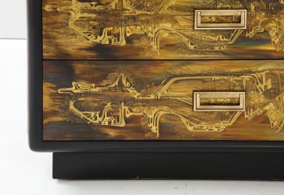 Acid Etched Brass Chest of Drawers by Bernhard Rohne for Mastercraft