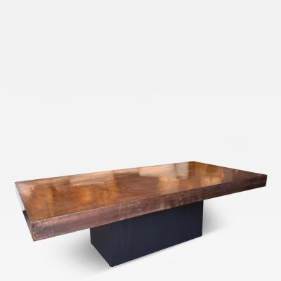 Acid etched copper large coffee table