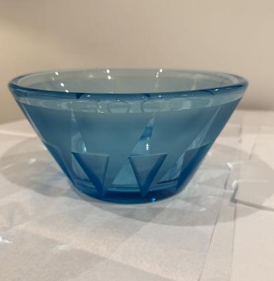 Acid etched glass bowl By Jean Luce France 1930s 