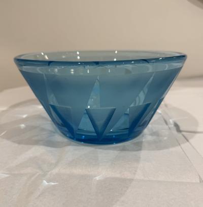 Acid etched glass bowl By Jean Luce France 1930s 