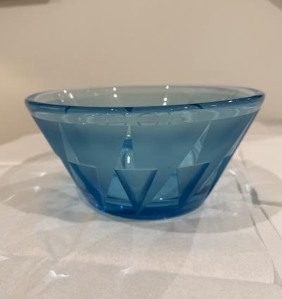 Acid etched glass bowl By Jean Luce France 1930s 