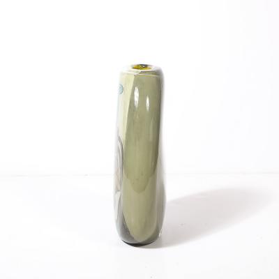 Ada Loumani Modernist Hand Blown Glass Vase W Picasso Motif signed Ada Loumani