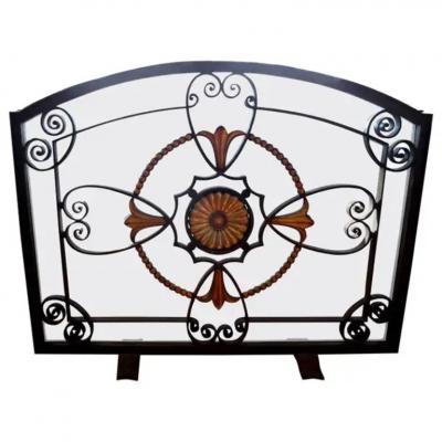 Adalbert Szabo French Art Deco Wrought Iron Fireplace Screen Signed Szabo